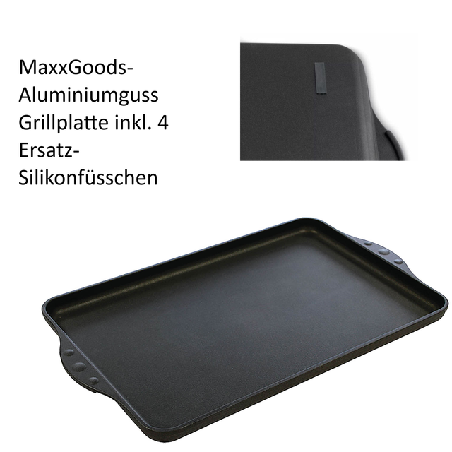 ANGEBOT !!! Grillplatte mit glatter Oberfläche inkl. 4 Ersatz-Silikonfüsschen