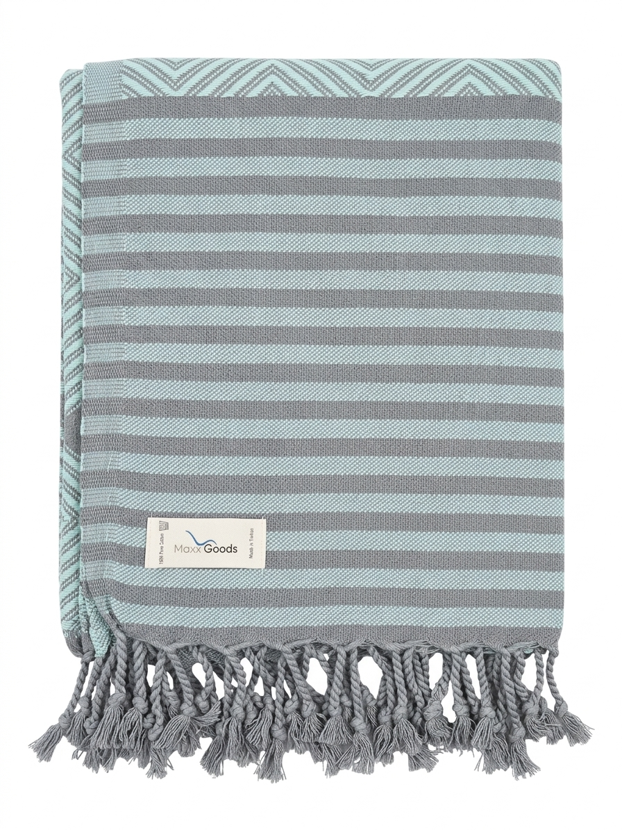 MaxxGoods Tagesdecke mit geometrischen Muster & Franzen 130 x 200 cm