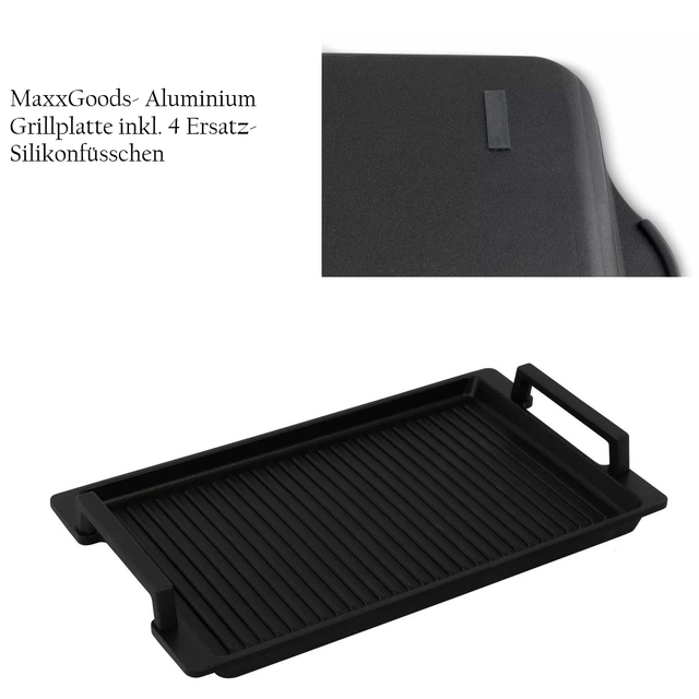 ANGEBOT !!! Grillplatte mit Seitengriffe inkl. 4 Ersatz-Silikonfüsschen