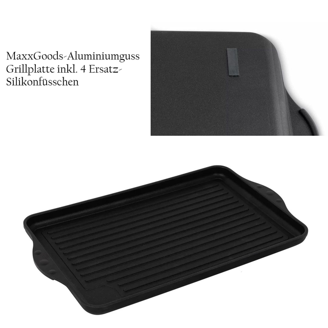 ANGEBOT !!! Grillplatte vollgerippt inkl. 4 Ersatz-Silikonfüsschen