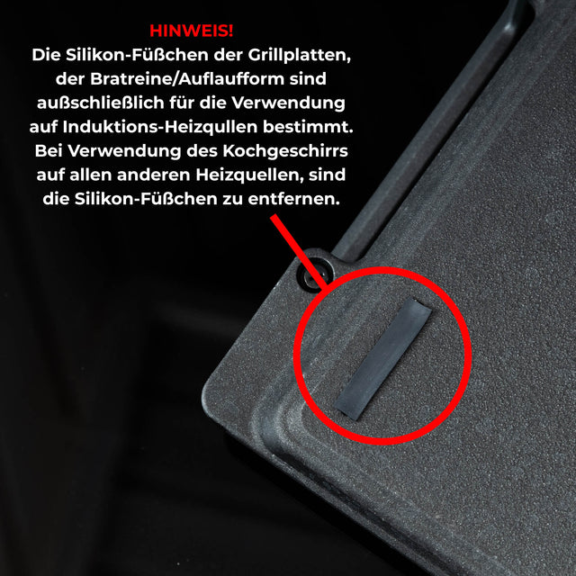 ANGEBOT !!! Grillplatte vollgerippt inkl. 4 Ersatz-Silikonfüsschen