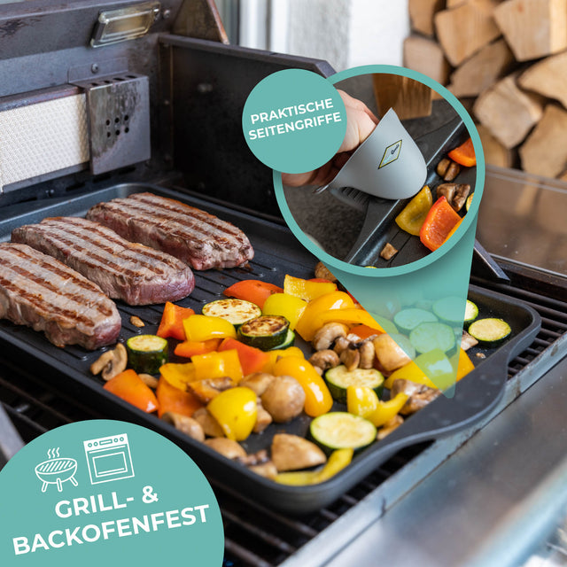 ANGEBOT !!! Grillplatte mit glatter Oberfläche inkl. 4 Ersatz-Silikonfüsschen