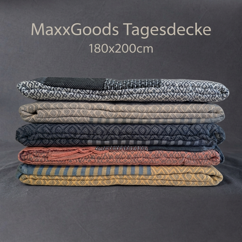 Moderne Tagesdecke mit geometrischem Muster und Fransen 1,80m x 2,00m