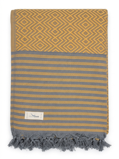 Moderne Tagesdecke mit geometrischem Muster und Fransen 1,80m x 2,00m