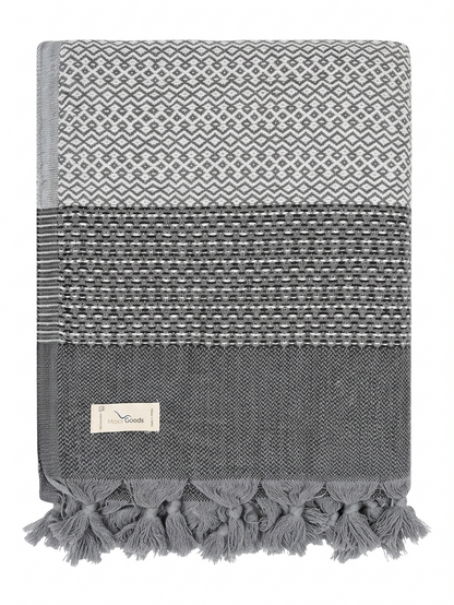 Moderne Tagesdecke mit geometrischem Muster und Fransen 1,80m x 2,00m