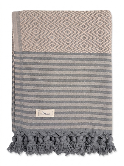 Moderne Tagesdecke mit geometrischem Muster und Fransen 1,80m x 2,00m