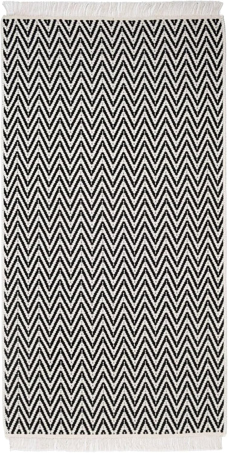 Kilim Teppich schwarz 80cm x 150cm