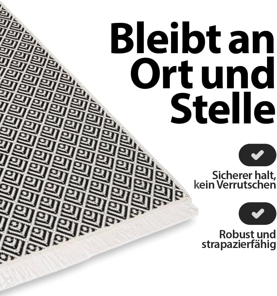 Kilim Teppich schwarz 80cm x 150cm