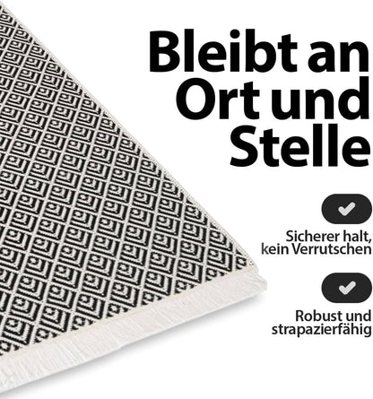 Kilim Teppich schwarz 80cm x 150cm