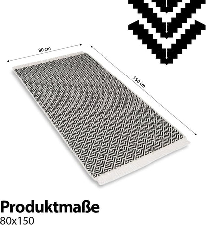 Kilim Teppich schwarz 80cm x 150cm