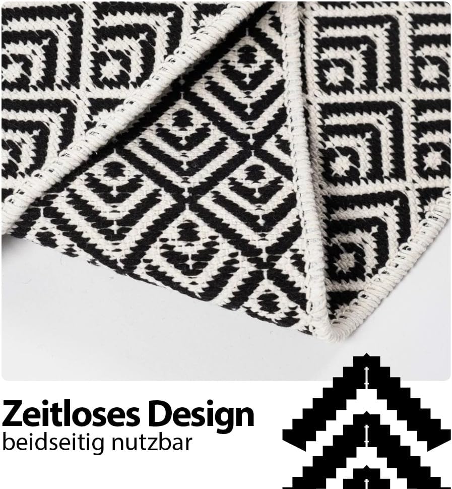 Kilim Teppich schwarz 80cm x 150cm