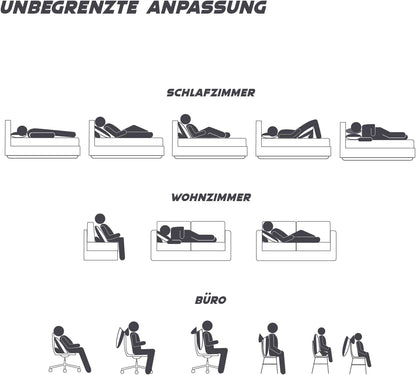MaxxGoods Multifunktion Klappkissen, aus Polyurethan Schaumstoff & 100% Baumwollbezug, Stuhlkissen, Kissen für Sitzposition, Liegepositionen für Schlafzimmer, Wohnzimmer und Büro (73 x 43 x 13,8 cm)