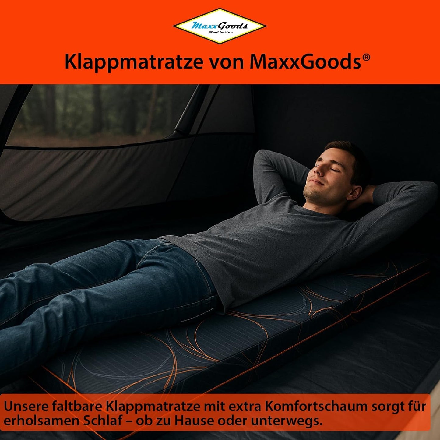 Klappmatratze 3-teilige Faltmatratze 90x190x10 cm - Faltbare Gästematratze mit Komfort-Schaumstoff, klappbar & platzsparend Matratze - waschbarer Bezug - Reisebett für Erwachsene & Kinder