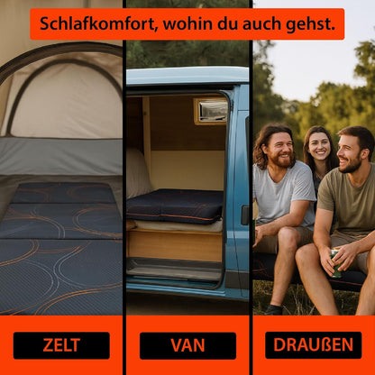 Klappmatratze 3-teilige Faltmatratze 90x190x10 cm - Faltbare Gästematratze mit Komfort-Schaumstoff, klappbar & platzsparend Matratze - waschbarer Bezug - Reisebett für Erwachsene & Kinder