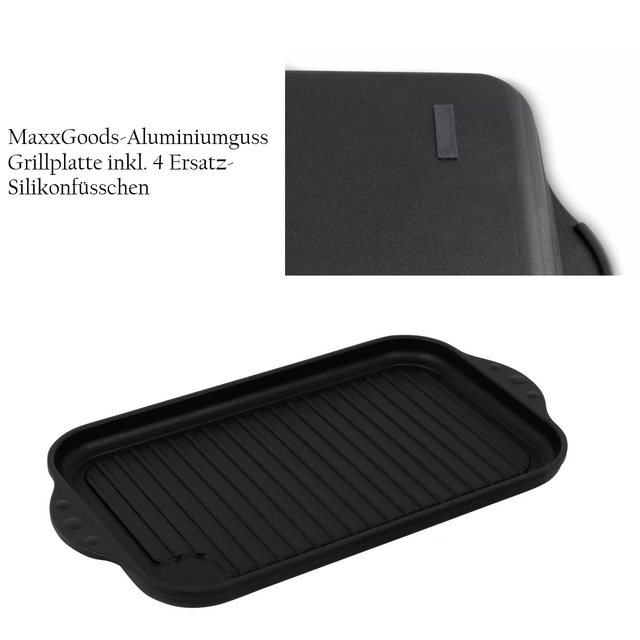 ANGEBOT !!! Grillplatte vollgerippt inkl. 4 Ersatz-Silikonfüsschen