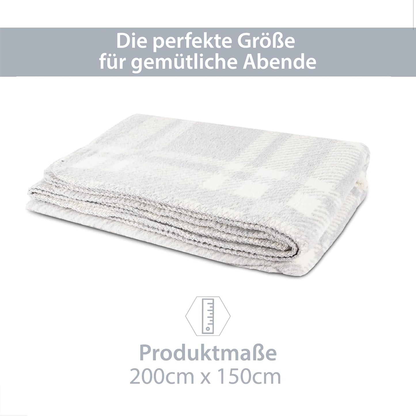 Kuscheldecke Grau/Weiß 150x200 cm