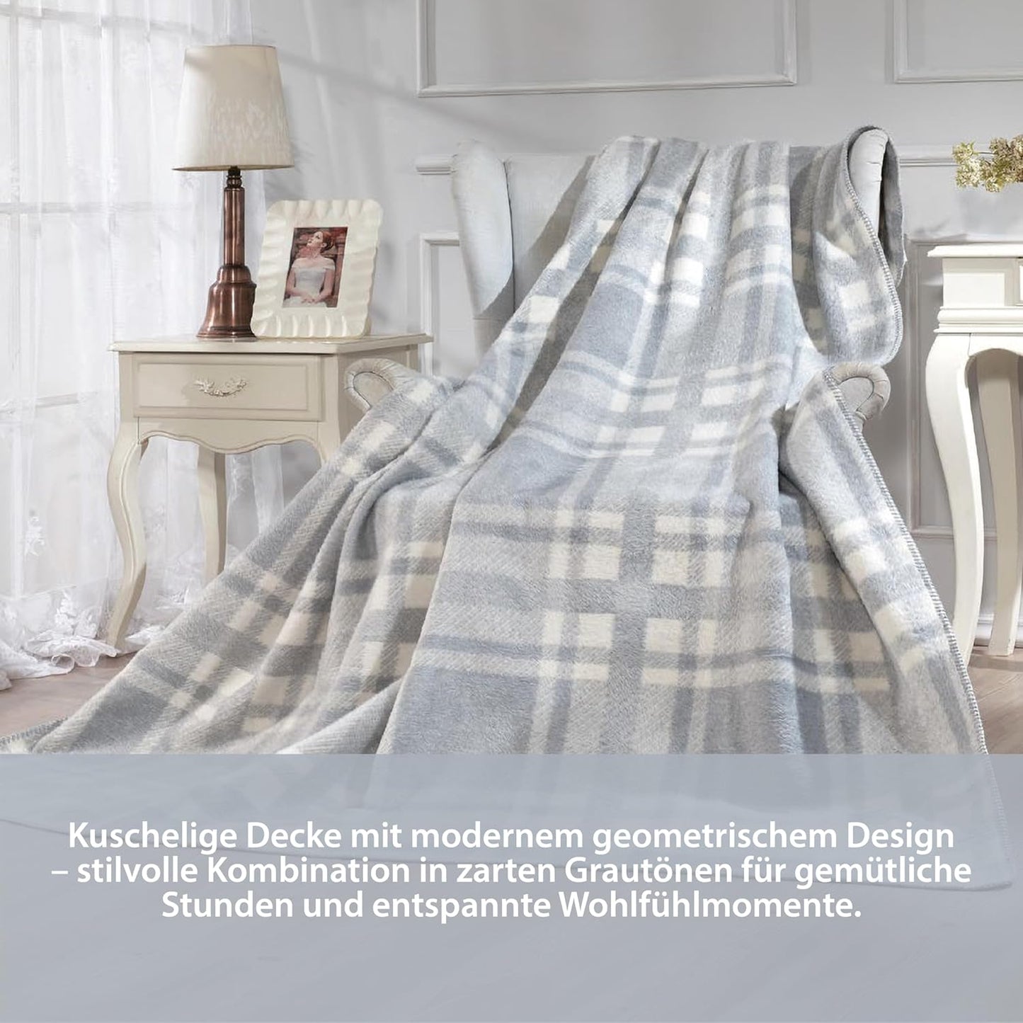 Kuscheldecke Grau/Weiß 150x200 cm