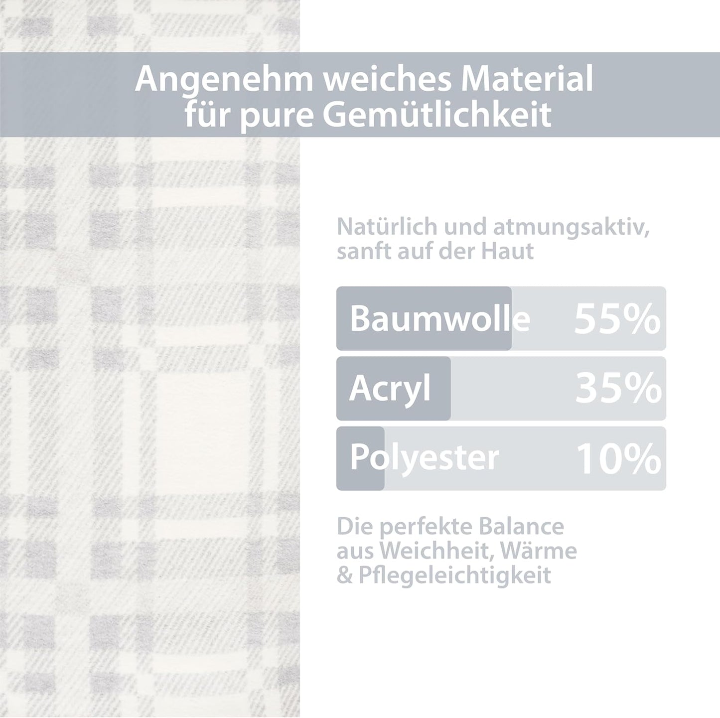 Kuscheldecke Grau/Weiß 150x200 cm
