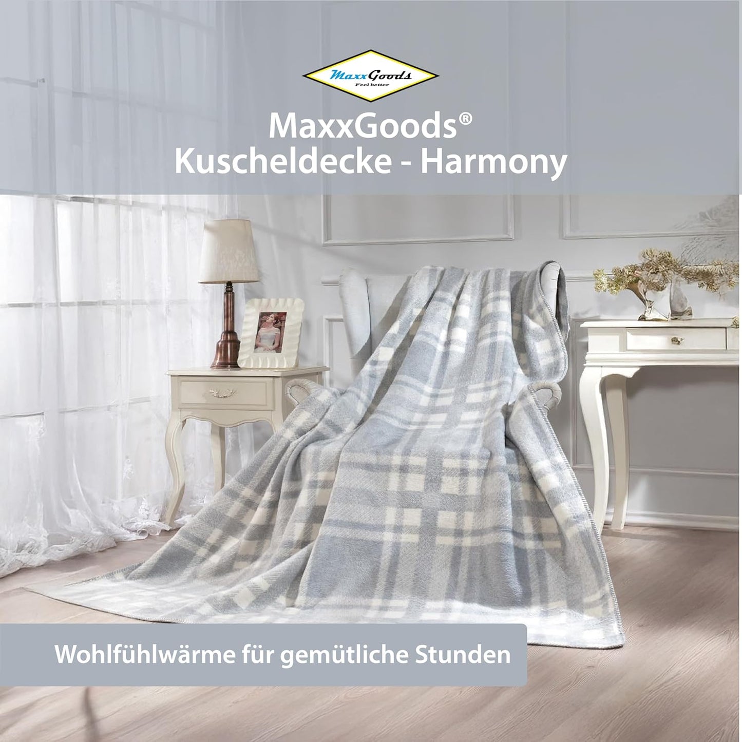 Kuscheldecke Grau/Weiß 150x200 cm