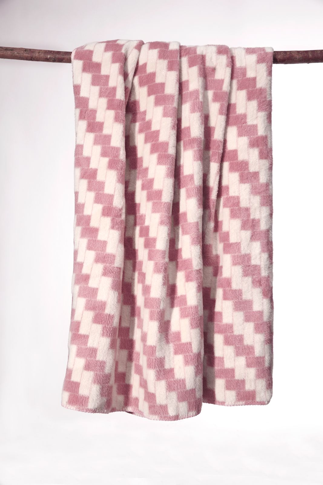 Kuscheldecke rosa weiß 200x220cm