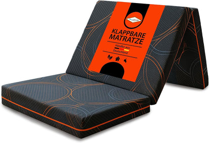 Klappmatratze 3-teilige Faltmatratze 90x190x10 cm - Faltbare Gästematratze mit Komfort-Schaumstoff, klappbar & platzsparend Matratze - waschbarer Bezug - Reisebett für Erwachsene & Kinder