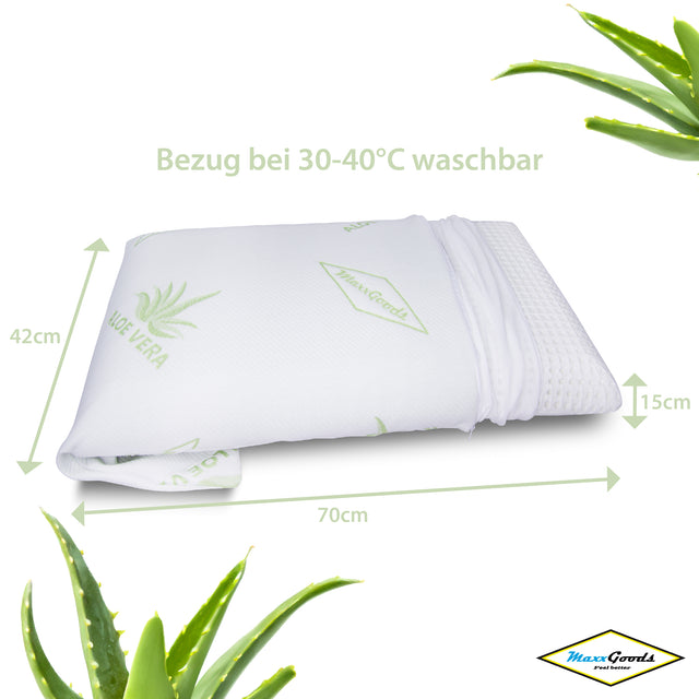 NEU!!! MaxxGoods orthopädisches Nackenstützkissen mit einem Kissenbezug im AloeVera-MaxxGoods Design