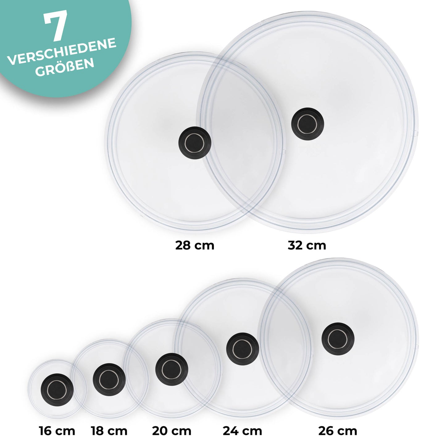 Vollglasdeckel rund in verschiedene Größen